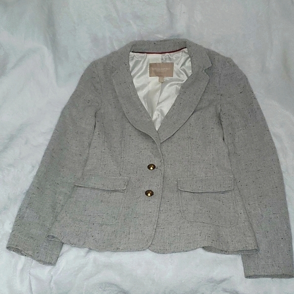 Banana Republic Speckled Gray Hac.king Jacket Wool Blend Size 0 - Picture 9 of 16